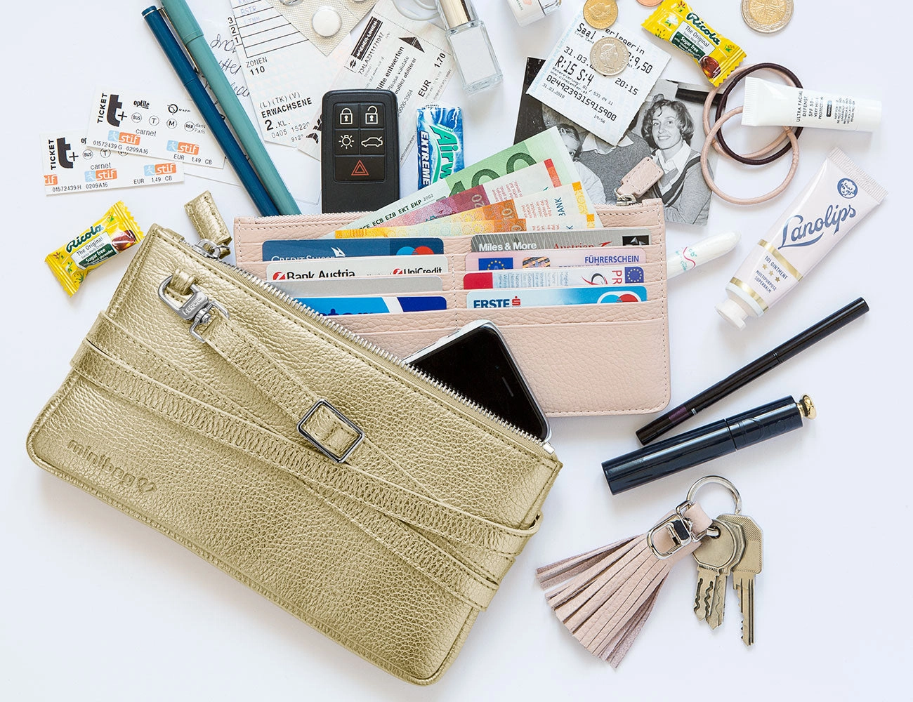 minibag metallic Gold & Wallet