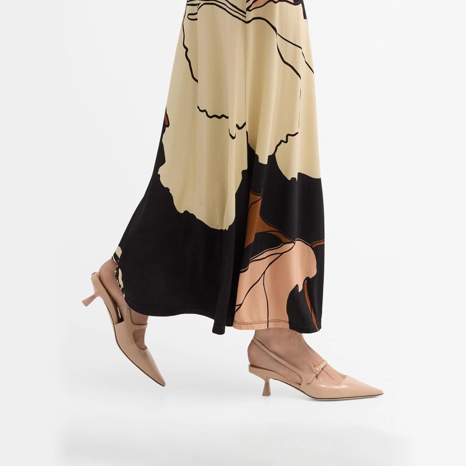 MIRAAZZURRA Slingback Kitten Heels Pumps Pointed Toe Low Heel Slip On Dress Shoes with Buckle Strap for Dating Party Working