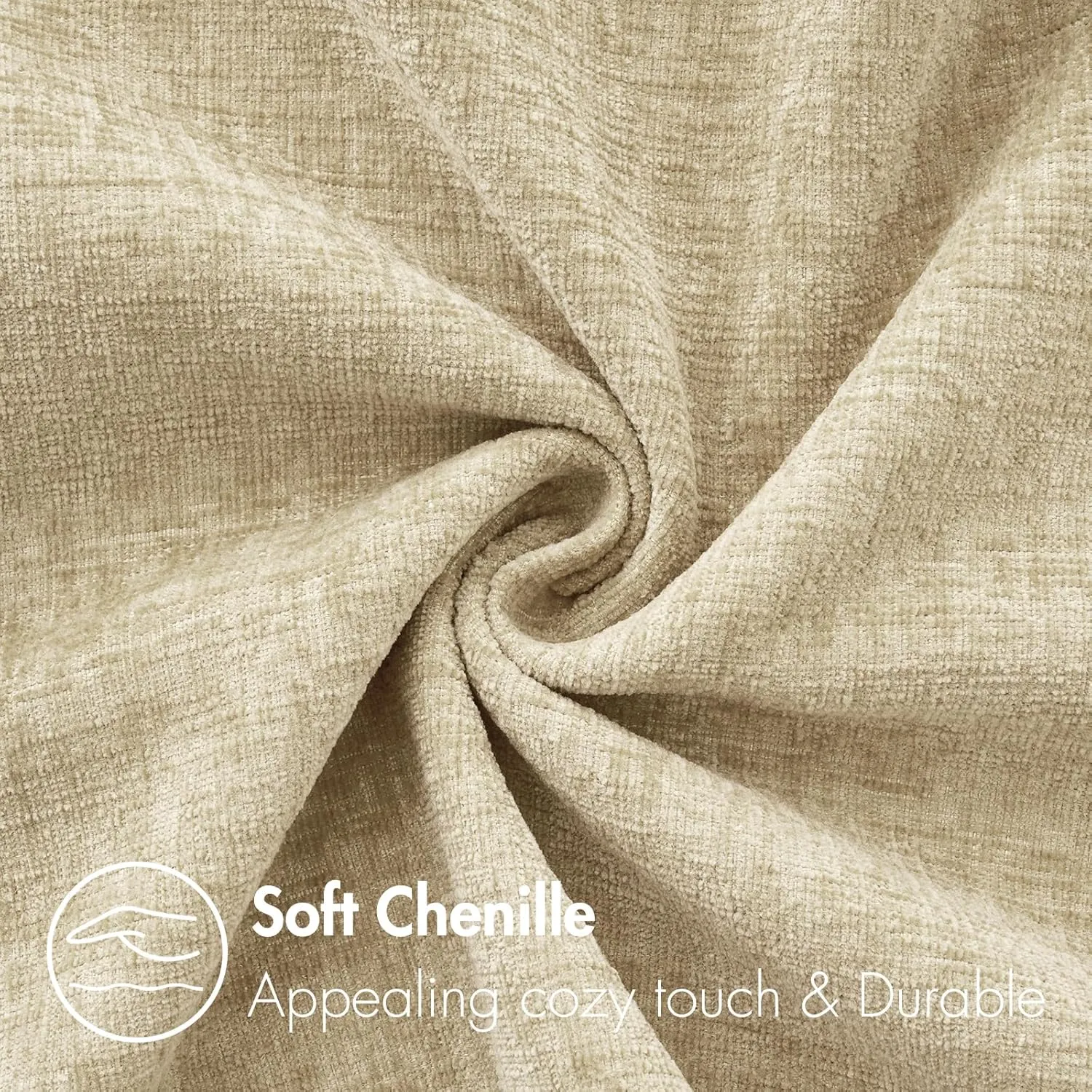 MIULEE Pack of 2 Beige Throw Pillow Covers 18x18 Inch Soft Chenille Pillow Covers for Sofa Living Room Couch Solid Dyed Cases Not Pillow Inserts