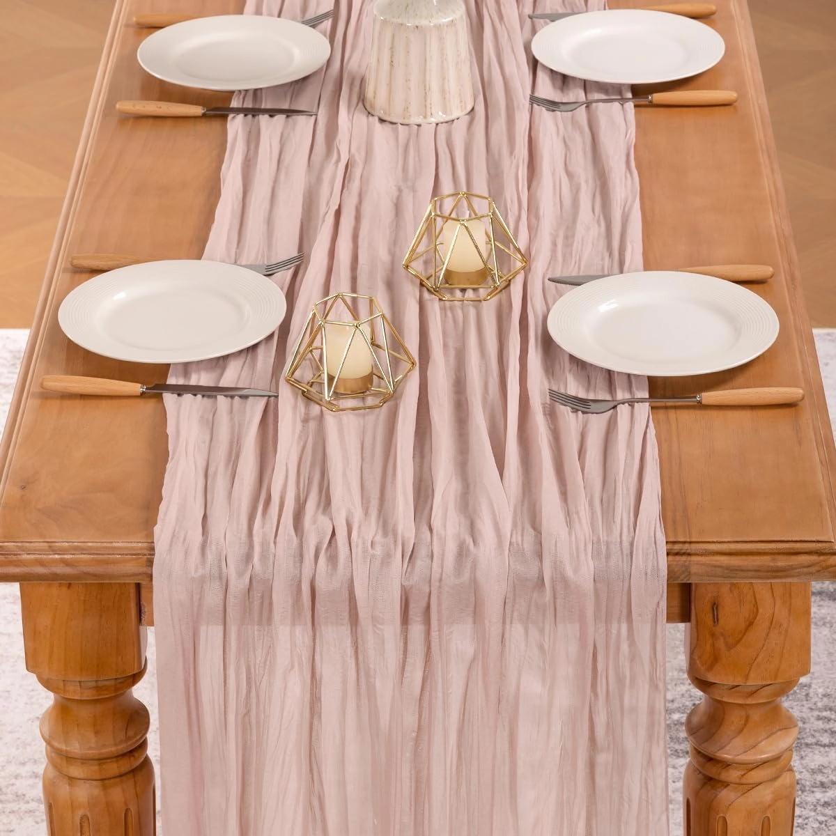 MLMW 6 Pack Pink Cheesecloth Table Runner Summer Boho Gauze Rustic Cheese Cloths Table Runner 160 inch Sheer 13.3ft for Gender Reveal Wedding Party Baby Bridal Shower Birthday