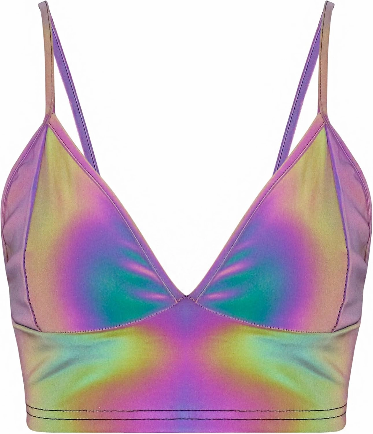 Mocure Womens Crop Tops Tank Metallic Reflective Holographic Tank Top for Rave Festival Club