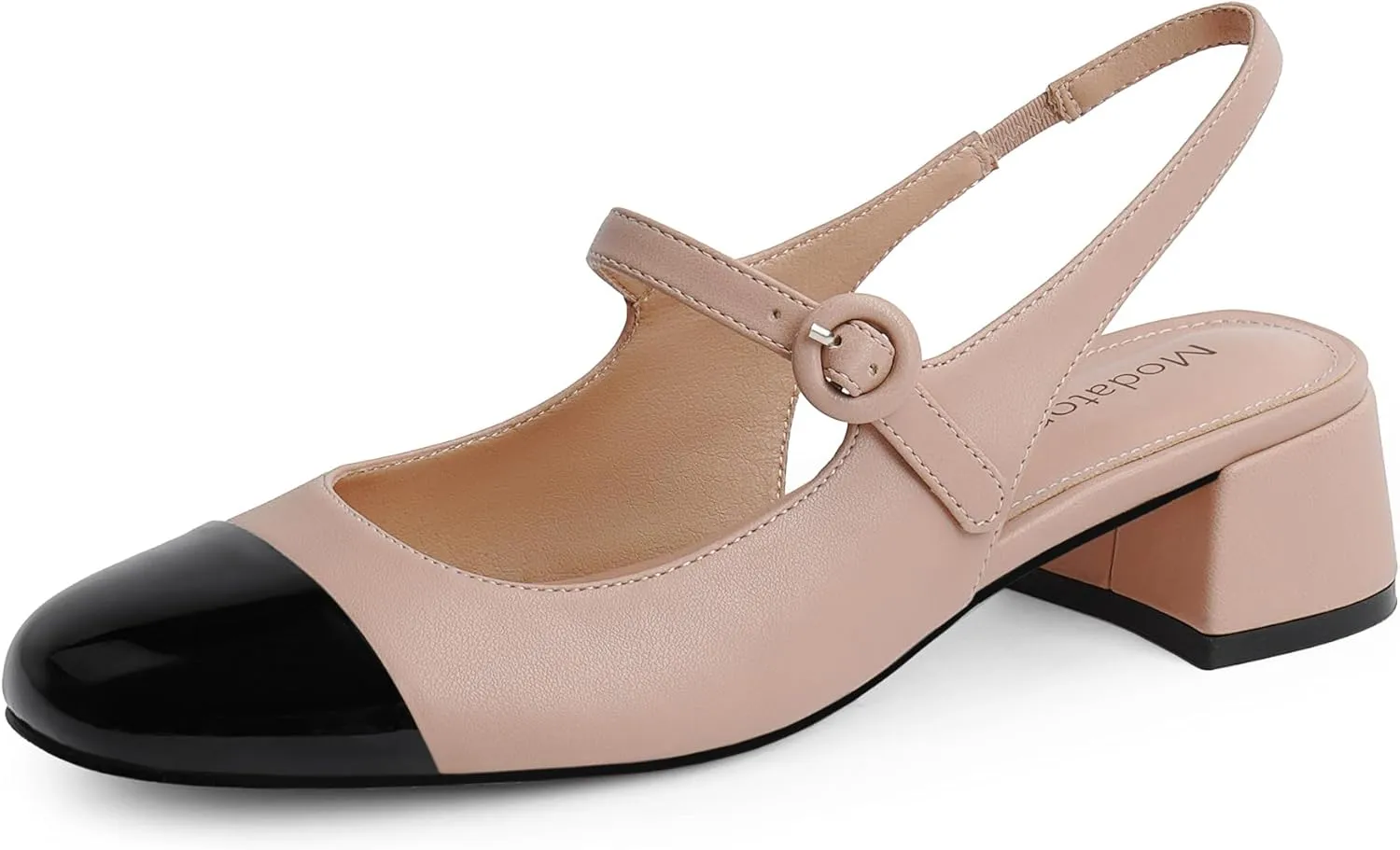 Modatope Slingback Heels for Women Round Cap Toe Heels Womens Pumps Casual Wedding Formal Dress Shoes
