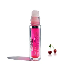 MODE Lip Glaze Flavored Lip Gloss CHERRY Delicious Yummy Flavor, Roll On Sweet Wet Nourishing Shine, Hydrating Moisturizing Natural Skincare Fruit Oils, Made in NY USA