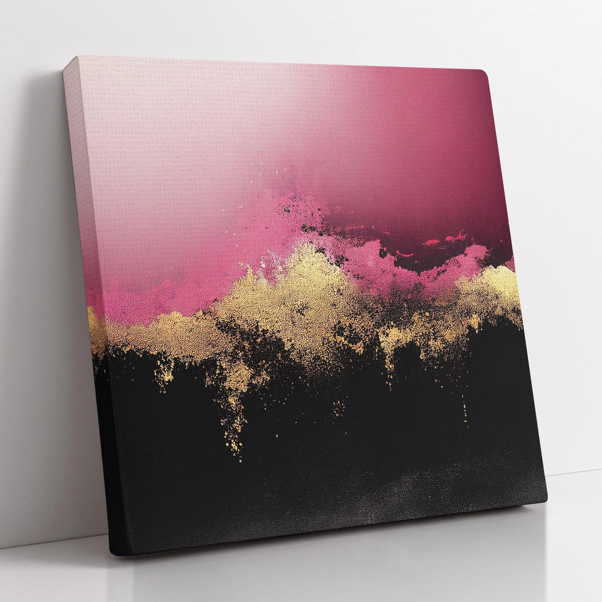 Modern Art Canvas Painting | Abstract Art in Pink & Golden