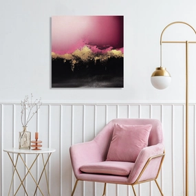 Modern Art Canvas Painting | Abstract Art in Pink & Golden
