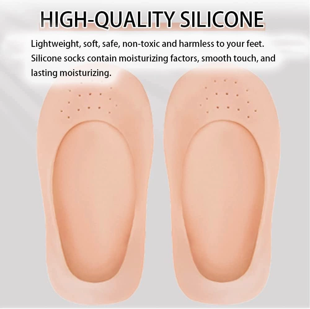 Moisturizing Socks 3 Pairs Soft Breathable Spa Repairing and Softening Dry Cracked Feet Skins Ventilate Style Beige Size 5-9