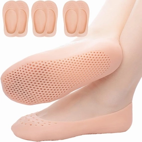 Moisturizing Socks 3 Pairs Soft Breathable Spa Repairing and Softening Dry Cracked Feet Skins Ventilate Style Beige Size 5-9