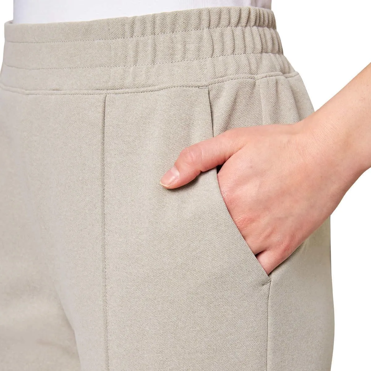 Mondetta Women's Textured Pintuck Straight Leg Pant, Beige