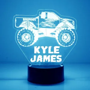 Monster Truck Custom LED Sign Night Light Lamp with Remote - Personalized Name or Image Display, Clear Acrylic Light Up Home Decor, 16 Colors & 4 Modes - Made in The USA