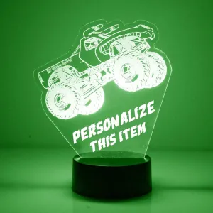 Monster Truck Custom LED Sign Night Light Lamp with Remote - Personalized Name or Image Display, Clear Acrylic Light Up Home Decor, 16 Colors & 4 Modes - Made in The USA