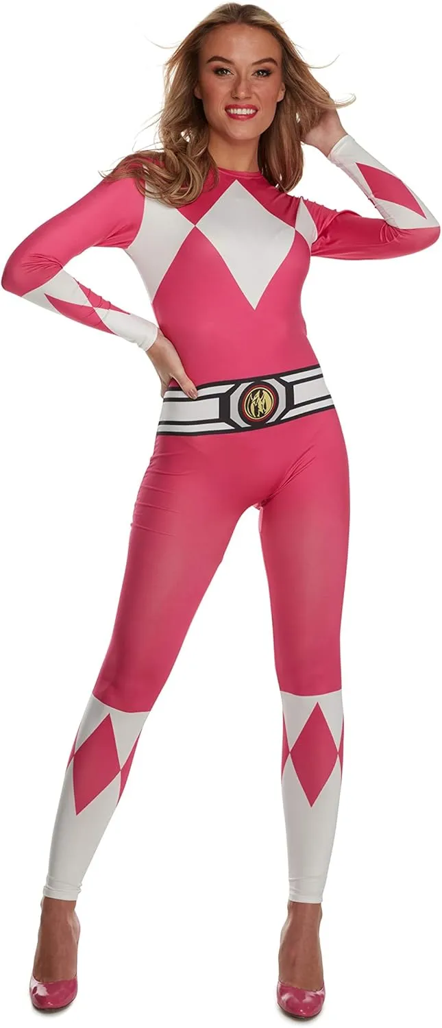 Morphsuits Pink Power Ranger Costume Adult Women - Superhero Outfit for Women - Fun Cosplay Dress Up for Parties