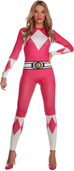 Morphsuits Pink Power Ranger Costume Adult Women - Superhero Outfit for Women - Fun Cosplay Dress Up for Parties