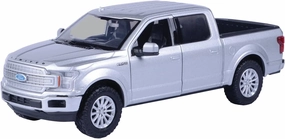 Motormax 79364 2019 Ford F-150 Toy Car Crew Cab Pickup Truck Metallic Silver 1:27 Scale Diecast Model Car