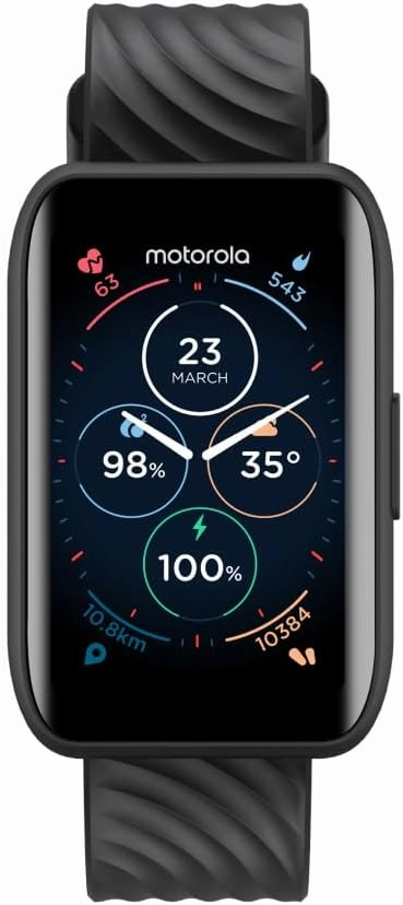 Motorola Moto 40 Bluetooth Smartwatch -10 Days Battery Life, Google Fit Integration, 1.5'' Crystal Clear Display, Heart Tracking, in-Depth Sleep Tracking, iOS and Android Compatible - Phantom Black