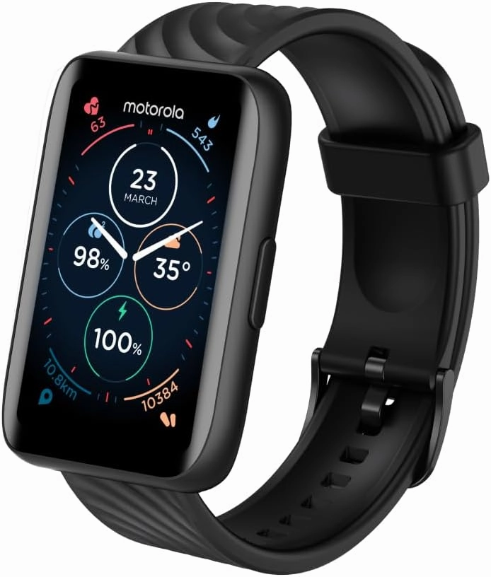 Motorola Moto 40 Bluetooth Smartwatch -10 Days Battery Life, Google Fit Integration, 1.5'' Crystal Clear Display, Heart Tracking, in-Depth Sleep Tracking, iOS and Android Compatible - Phantom Black