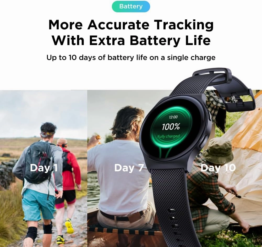 Motorola Moto Watch 120 - Premium Bluetooth Smartwatch with AMOLED Display, 10-Day Battery, Heart Rate & SpO2 Tracking, Fitness & Health Monitoring, Compatible with Android and iPhone - Phantom Black