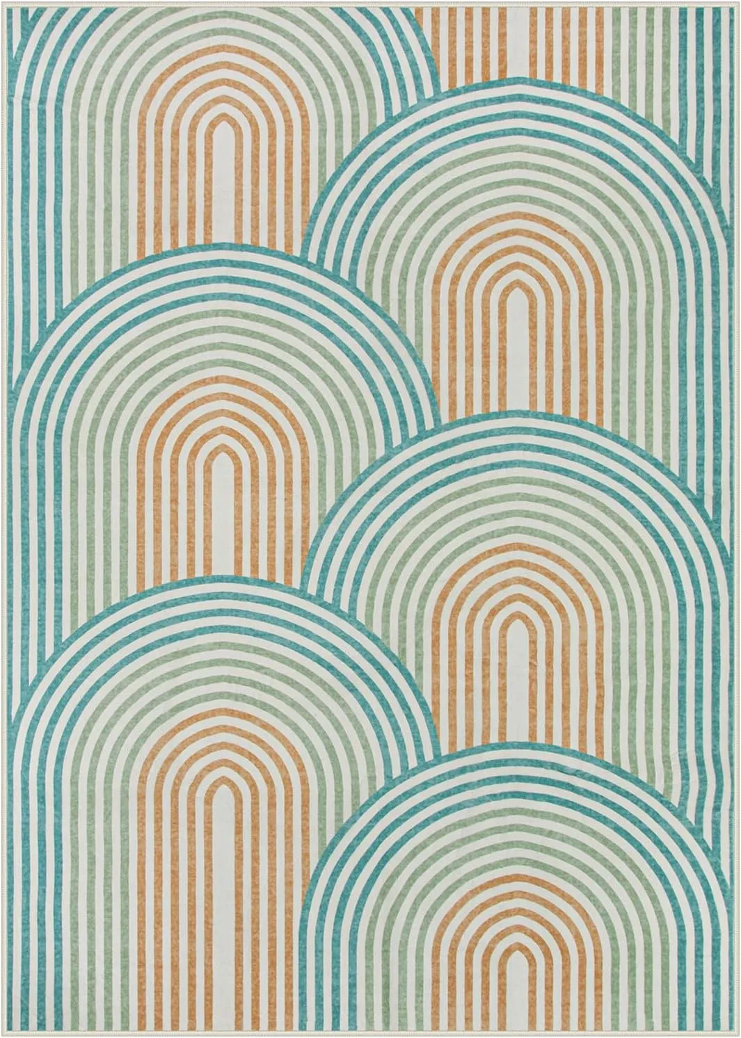 Moynesa Abstract Rainbow Washable 5x7 Rug, Non Slip Soft Bedroom Area Rug Ultra-Thin Colored Accent Playroom Rug, Mid Century Modern Rug Rubber Backing Carpet for Living Room Dining Room