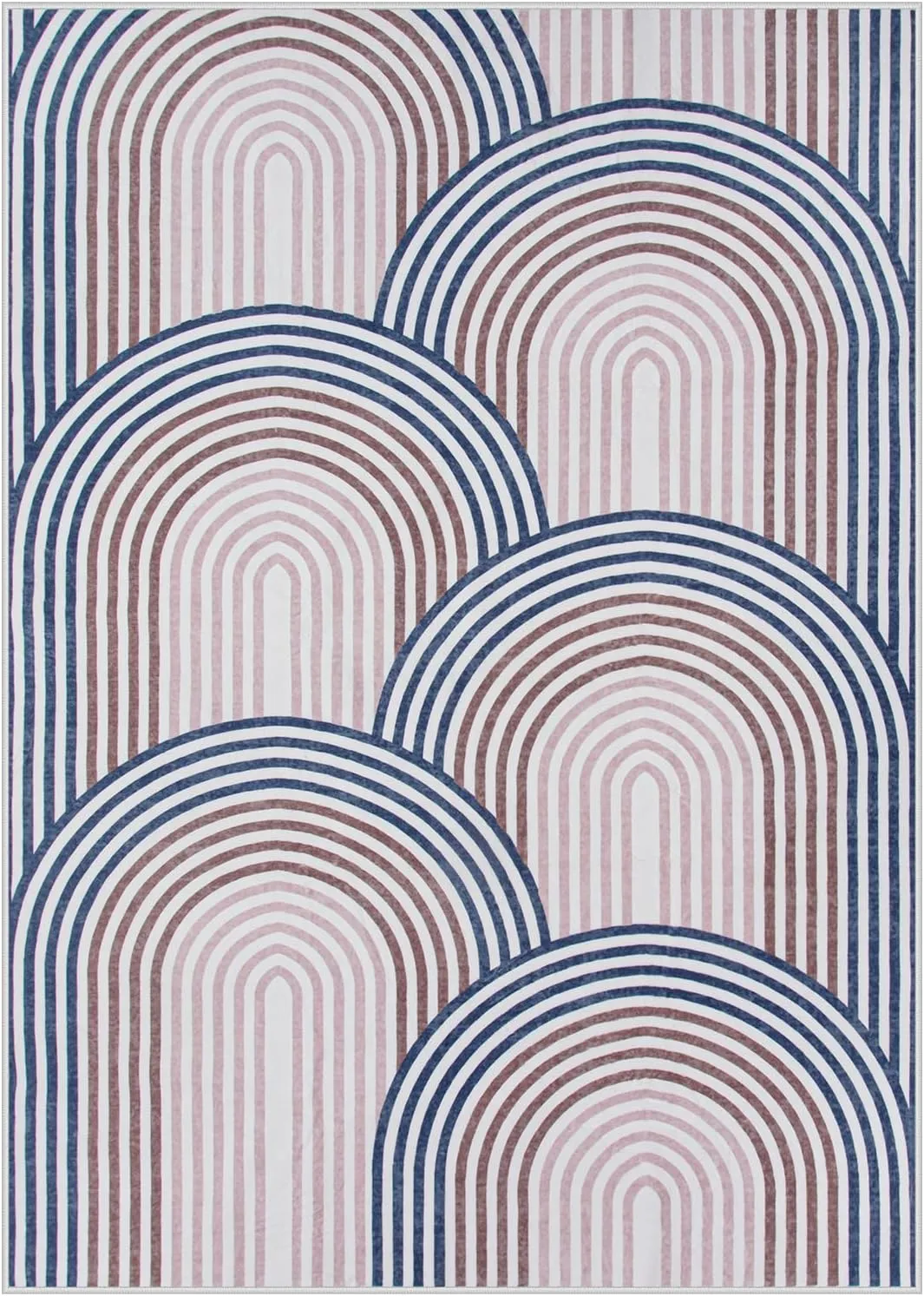 Moynesa Abstract Rainbow Washable Area Rugs 5x7, Low-Pile Soft Colored Bedroom Rug for Playroom Rug Non Slip, Mid Century Modern Easy Clean Throw Rug Carpet for Dining Room Living Room