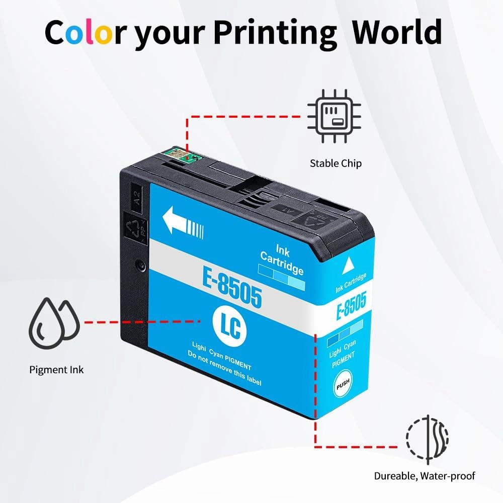 MS.R T850 Ink Cartridges Remanufactured T8501 T8502 T8503 T8504 T8505 T8506 Vivid Light Magenta T8507 T8508 T8509 Ink Cartridge Replacement for Surecolor P800 Printer (9 Pack)