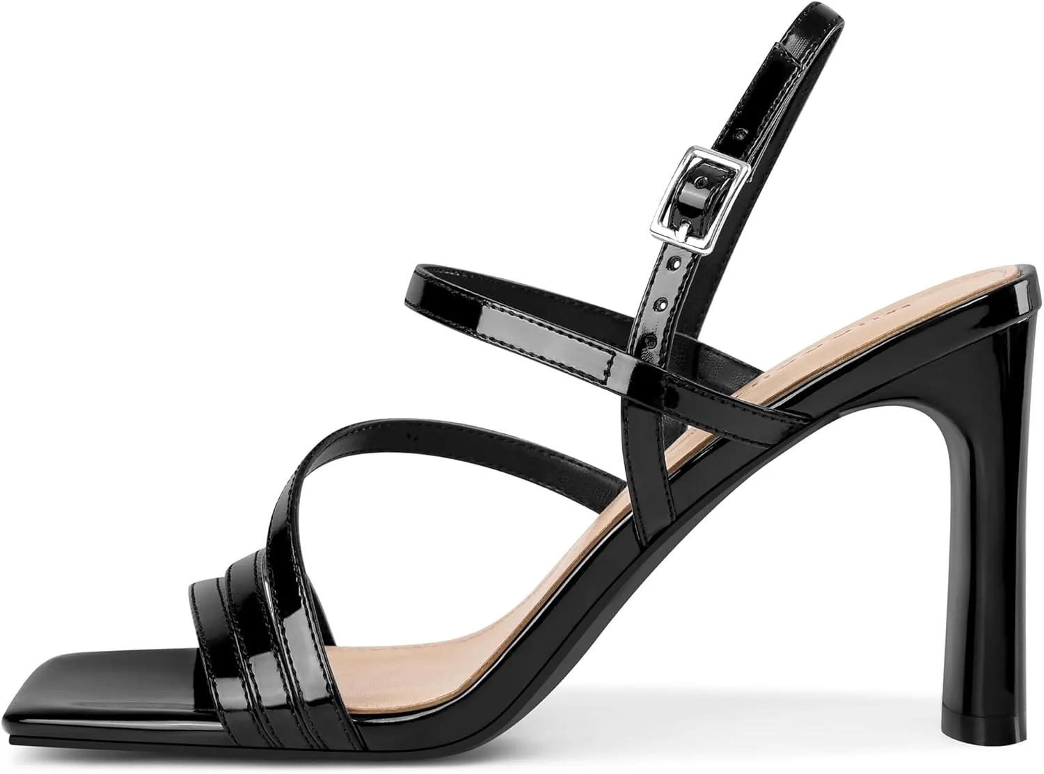 MUCCCUTE Strappy Heels for Women Heeled Sandals Square Open Toe Heel Ankle Strap Chunky High Heels Summer Wedding Prom Dress Shoes
