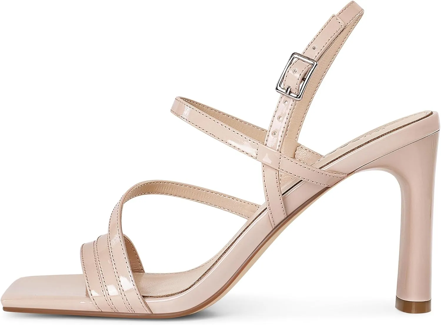 MUCCCUTE Strappy Heels for Women Heeled Sandals Square Open Toe Heel Ankle Strap Chunky High Heels Summer Wedding Prom Dress Shoes
