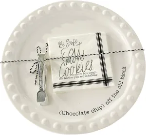MUD PIE COOKIE PLATE SERVING SET 12" dia,White