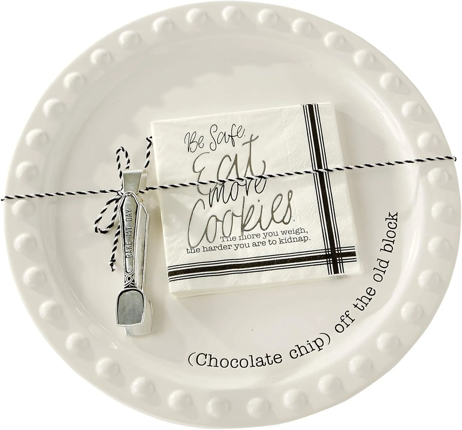 MUD PIE COOKIE PLATE SERVING SET 12" dia,White