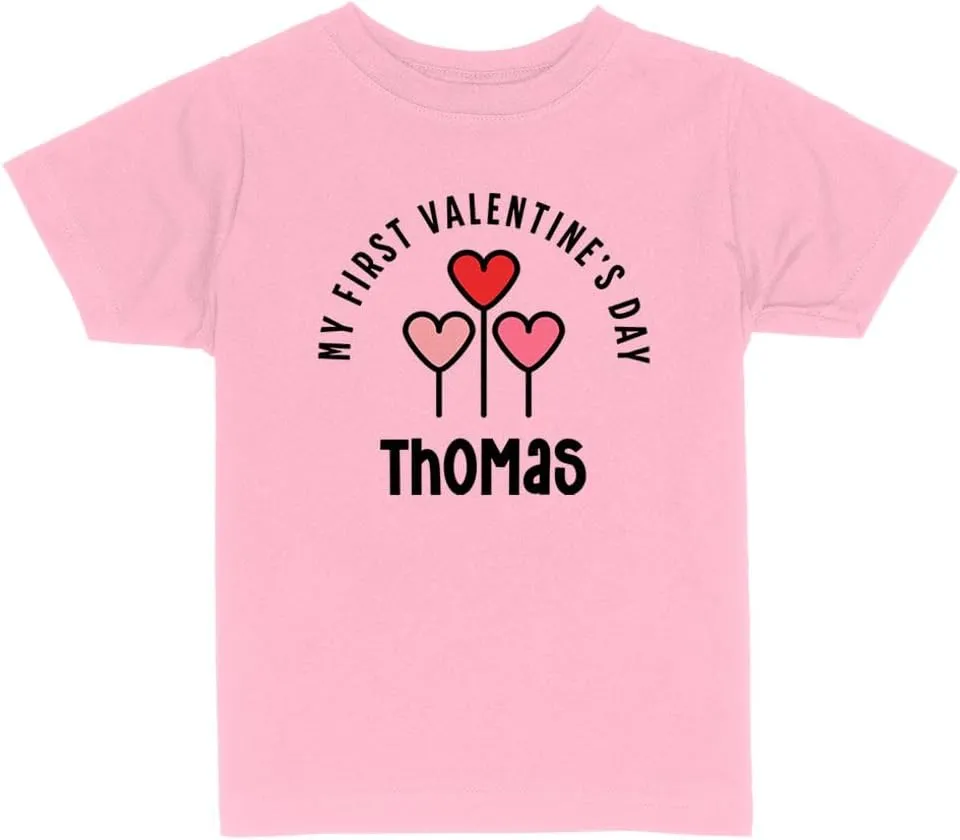 My First Valentine's Day Thomas Toddler Kids T-Shirt 2T Light Pink