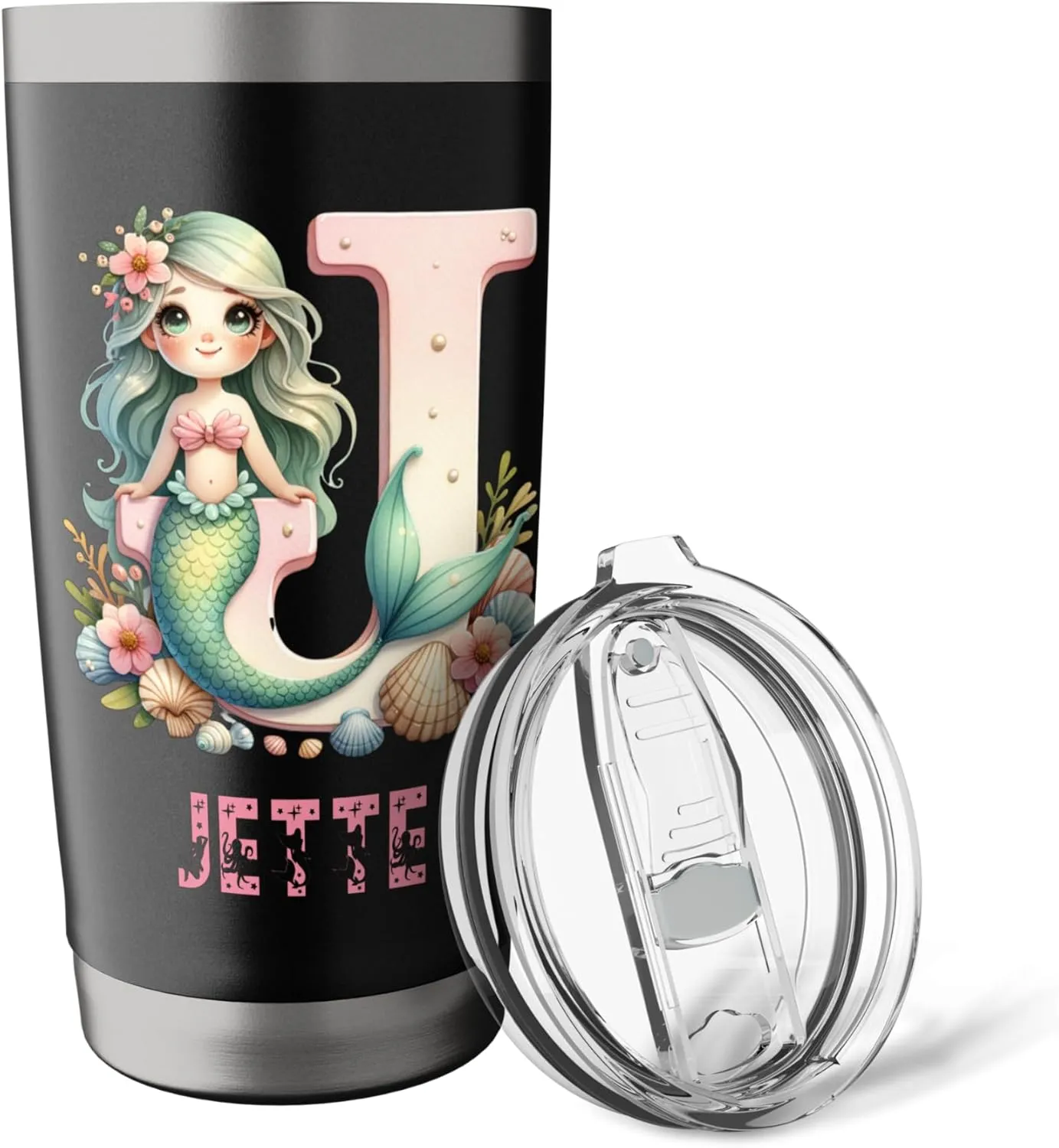Mystical Mermaid Jette Halloween Letter Girls Name Stainless Steel Insulated Tumbler