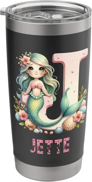 Mystical Mermaid Jette Halloween Letter Girls Name Stainless Steel Insulated Tumbler