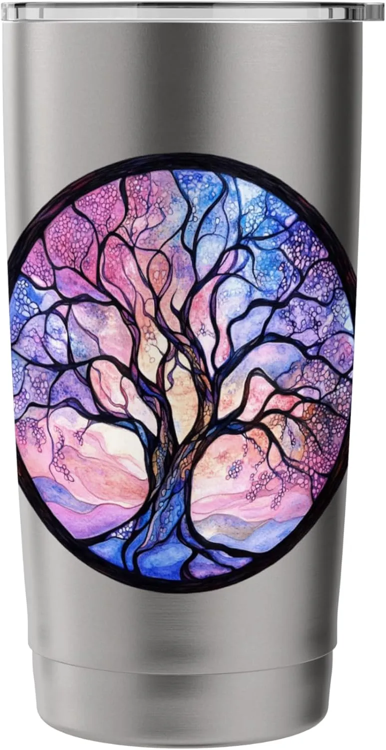 Mystical Tree of Life Symbol with Knotwork Design Stainless Steel Insulated Tumbler