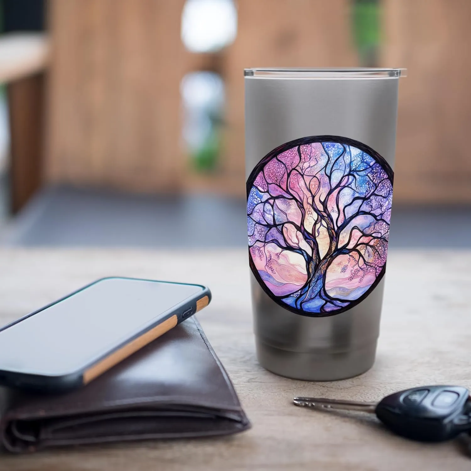 Mystical Tree of Life Symbol with Knotwork Design Stainless Steel Insulated Tumbler