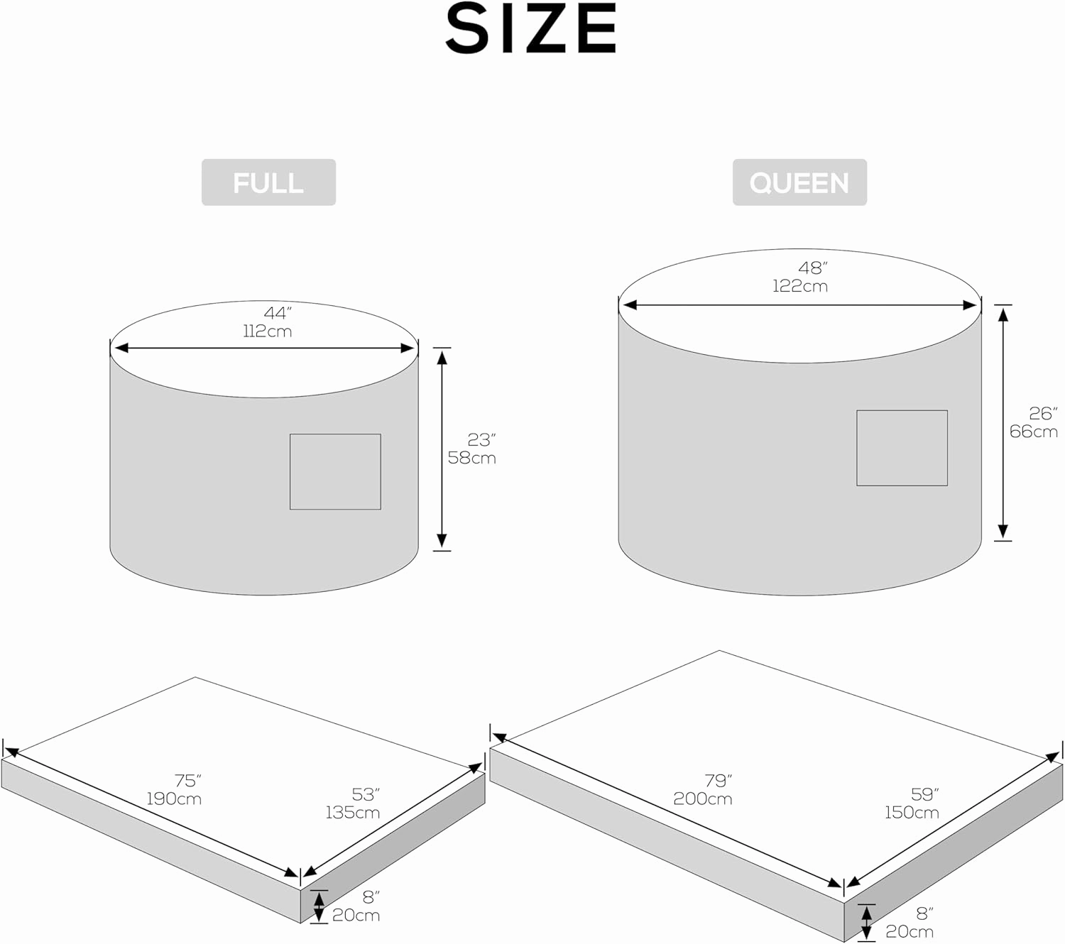N&V Convertible Bean Bag, Traditional Foam Bean Bag Open Up to Lounger, Removable and Washable Cover and Linen, Large, Beige