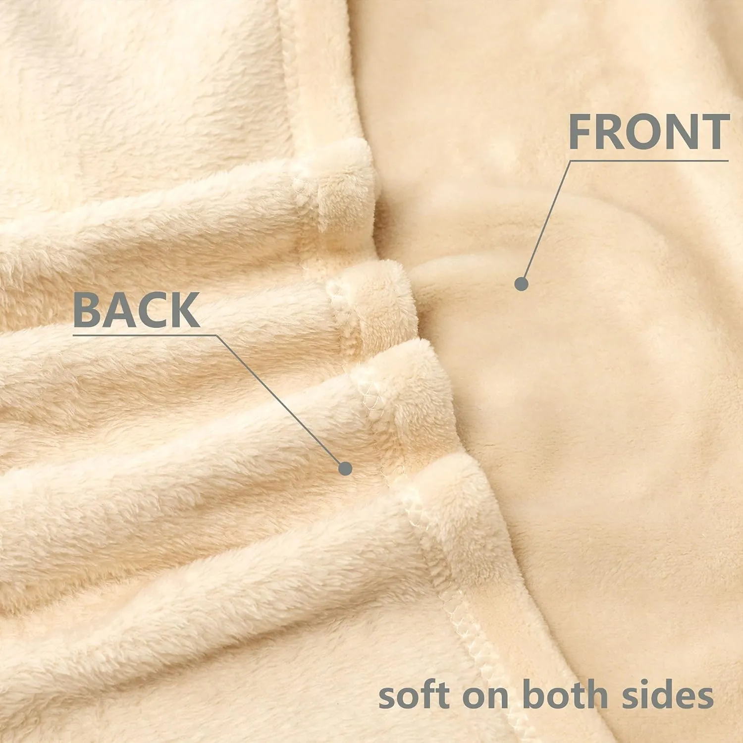 NANPIPER Fleece Blankets, Super Soft Flannel Queen Size Blanket for Bed, Luxury Cozy Microfiber Plush Fuzzy Blanket,Beige