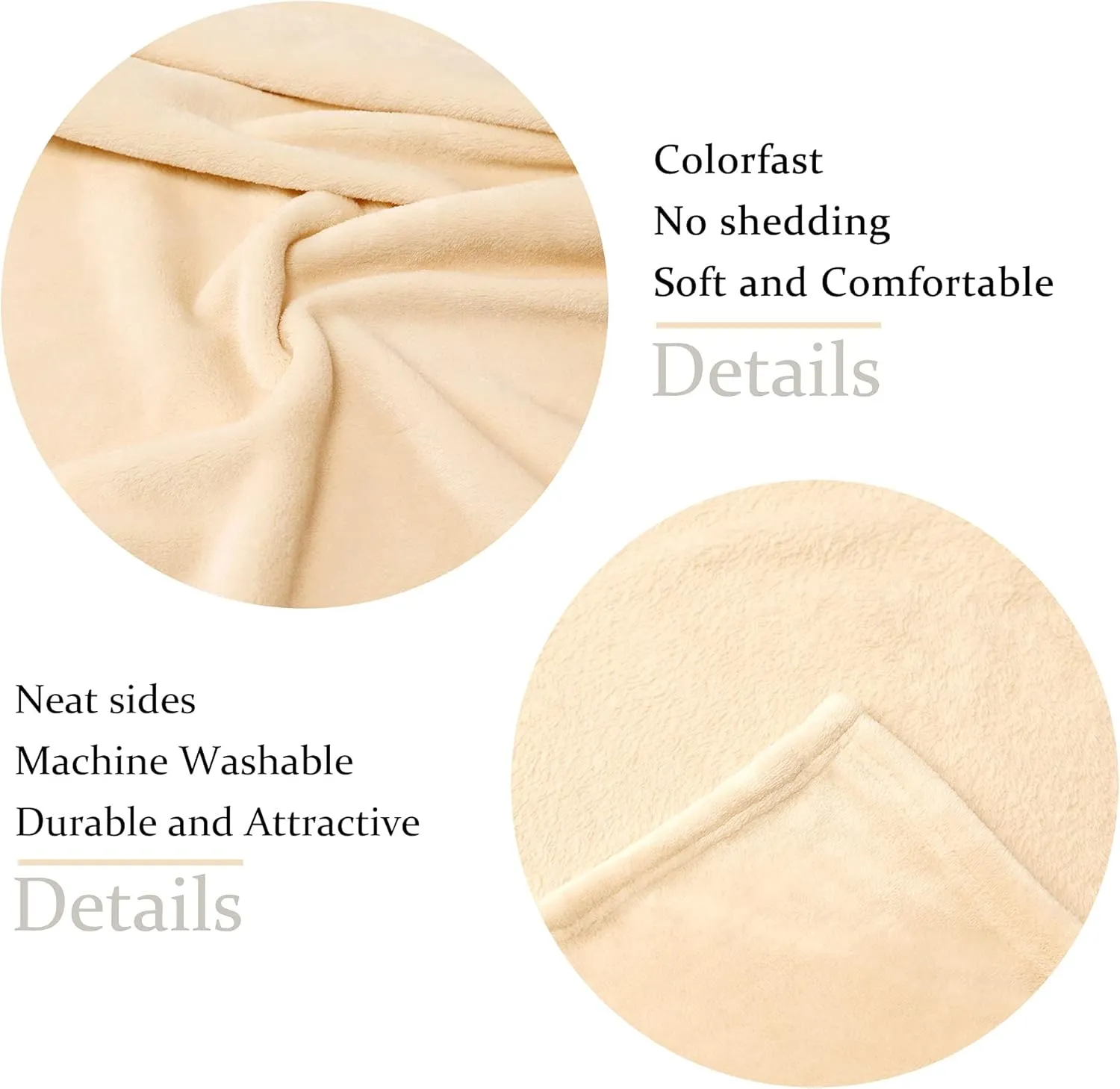 NANPIPER Fleece Blankets, Super Soft Flannel Queen Size Blanket for Bed, Luxury Cozy Microfiber Plush Fuzzy Blanket,Beige