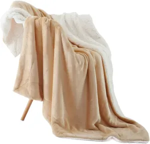 NANPIPER Throw Blanket Reversible Sherpa Flannel Blanket Super Soft Fuzzy Plush Fleece Microfiber for Bed/Couch (60"x80",Beige)