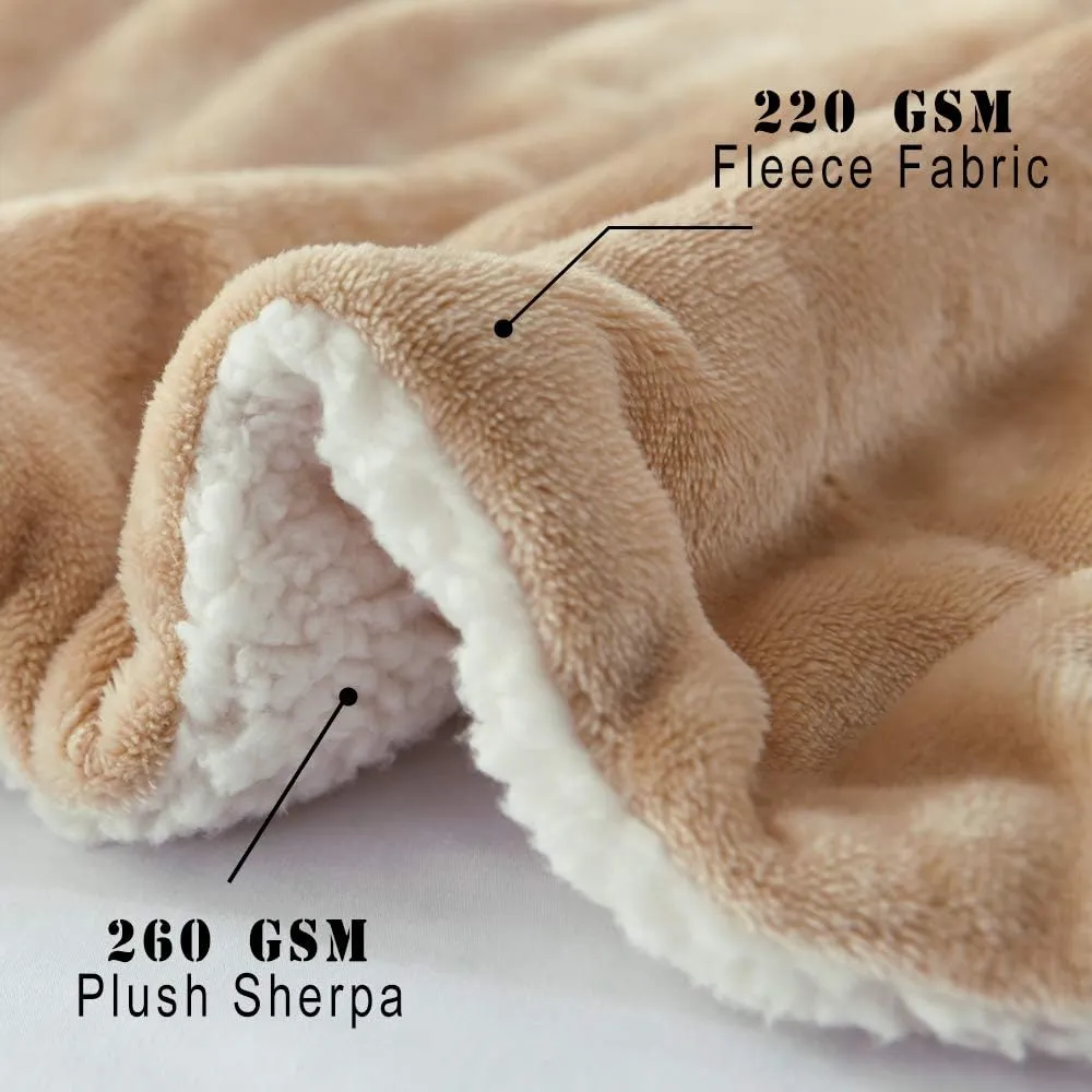 NANPIPER Throw Blanket Reversible Sherpa Flannel Blanket Super Soft Fuzzy Plush Fleece Microfiber for Bed/Couch (60"x80",Beige)