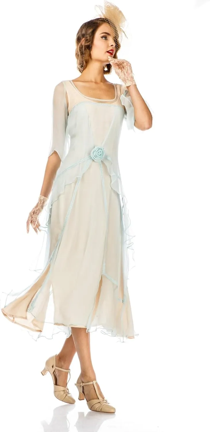 Nataya 10709 Women's 1920s Vintage Style Wedding Party Dress in Nude Mint
