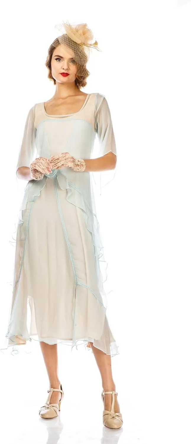 Nataya 10709 Women's 1920s Vintage Style Wedding Party Dress in Nude Mint