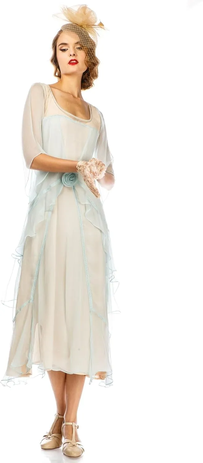 Nataya 10709 Women's 1920s Vintage Style Wedding Party Dress in Nude Mint