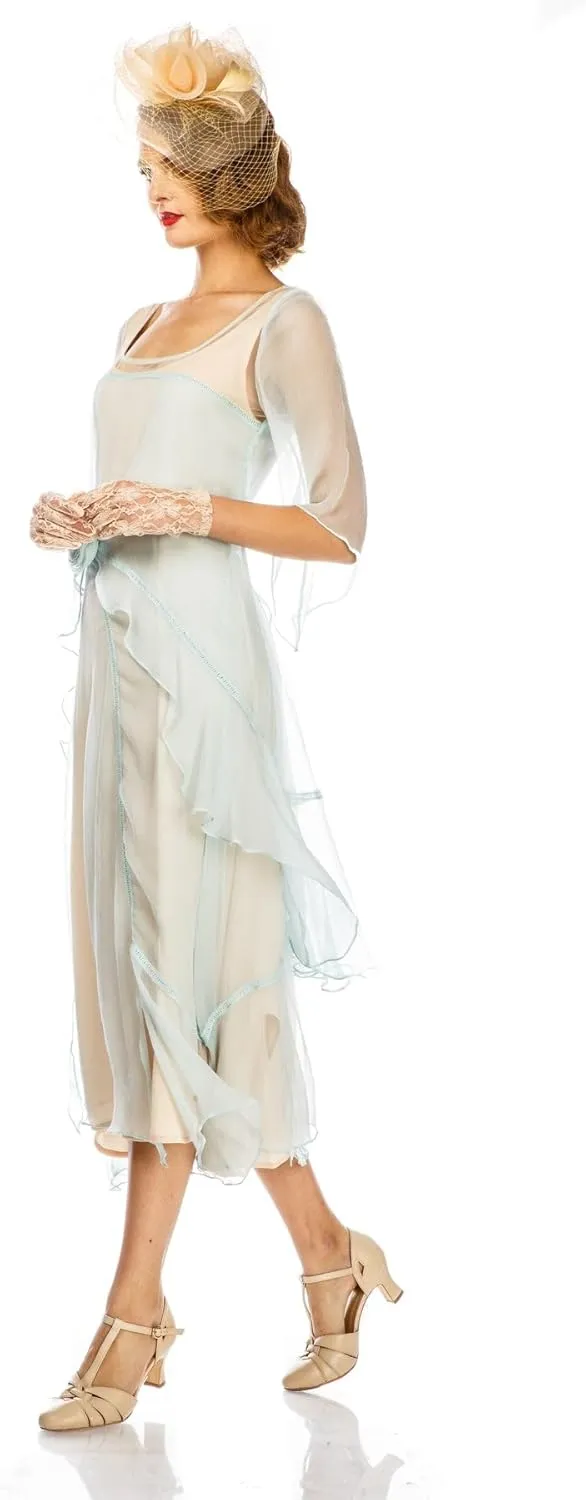Nataya 10709 Women's 1920s Vintage Style Wedding Party Dress in Nude Mint