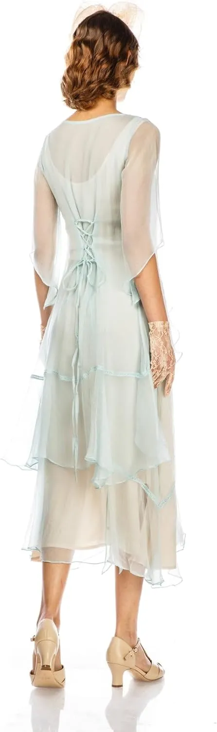 Nataya 10709 Women's 1920s Vintage Style Wedding Party Dress in Nude Mint