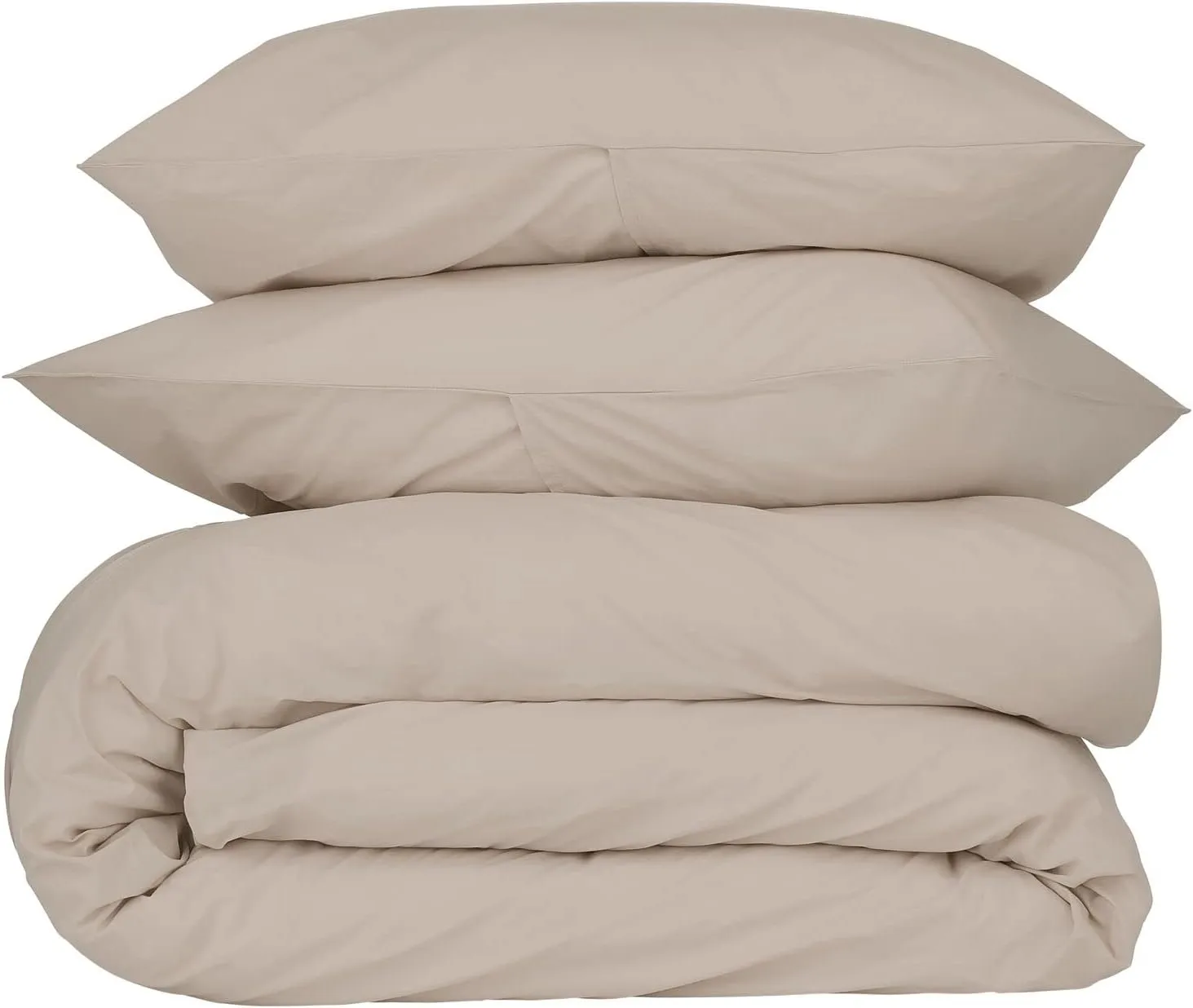 Nate Home by Nate Berkus 200TC 3-Piece Cotton Percale Duvet Cover | Crisp, Cool, Breathable Bedding Set from mDesign - King Size - 1 Duvet Cover/2 Pillow Shams, Fossil (Beige)