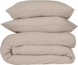 Nate Home by Nate Berkus 200TC 3-Piece Cotton Percale Duvet Cover | Crisp, Cool, Breathable Bedding Set from mDesign - King Size - 1 Duvet Cover/2 Pillow Shams, Fossil (Beige)