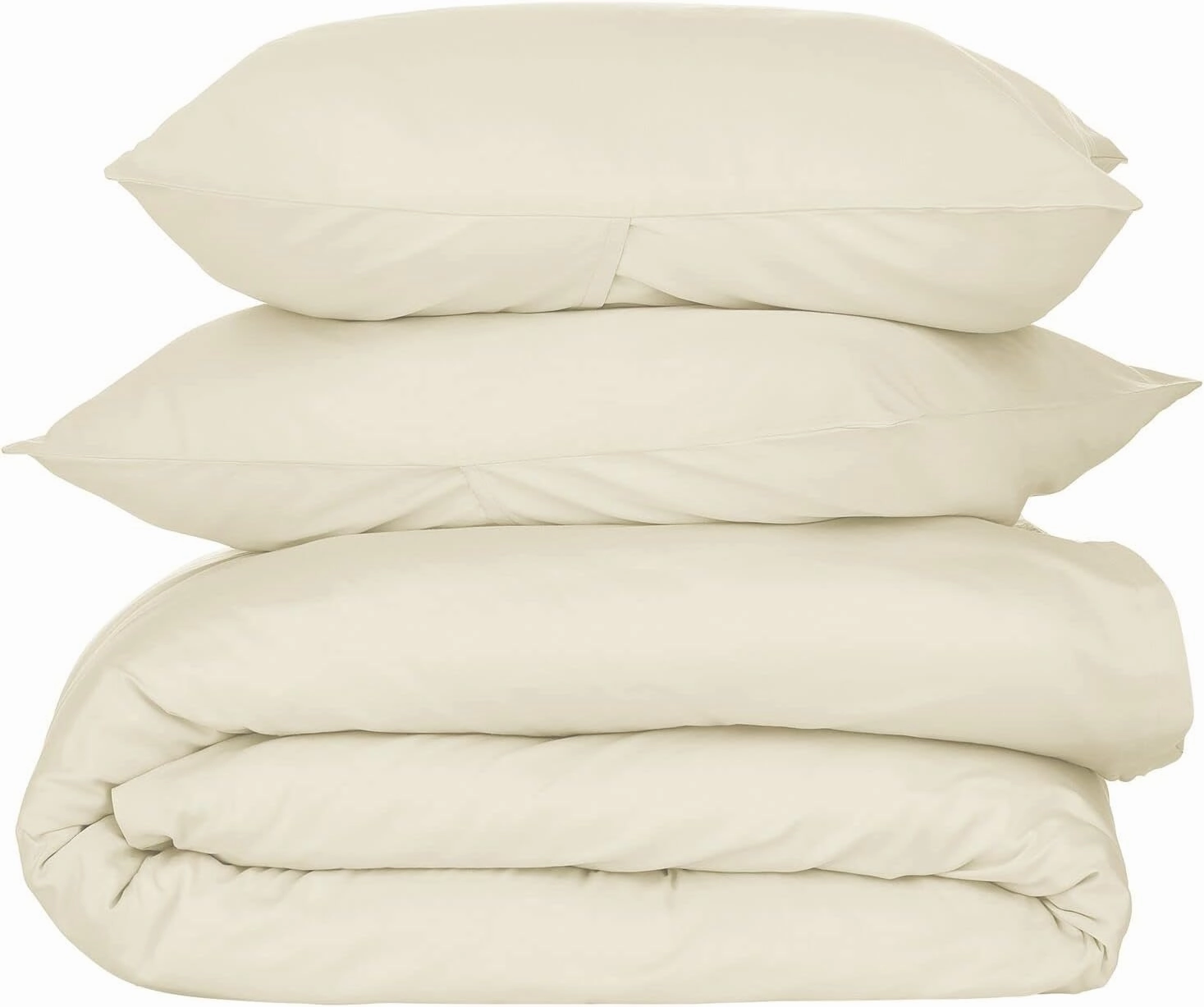 Nate Home by Nate Berkus 300TC 3-Piece Luxe Cotton Sateen Duvet Cover | Ultra Soft, Cool, Bedding Set from mDesign - King Size - 1 Duvet Cover/2 Pillow Shams, Antique White (Beige)