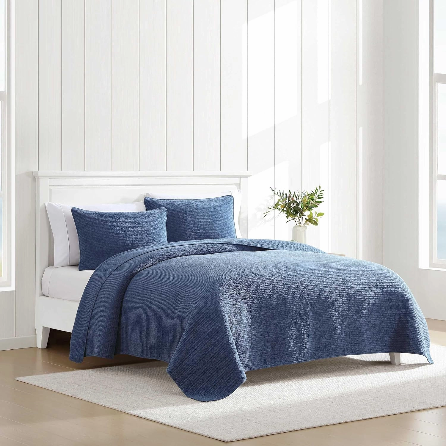 Nautica - Quilt Set, Super Soft Solid Washed Woven Cotton Bedding with Matching Shams, Casual Style Home Essentials (Seashore Stitch Beige, Full/Queen)