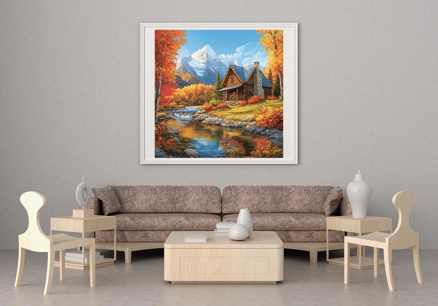 Needlepoint Kits 14ct Counted Cross Stitch Kits for Adults Mountains House Trees Printed Stamped Cross Stitch Patterns Kits Cross Stitch Supplies (Mountains House Trees)