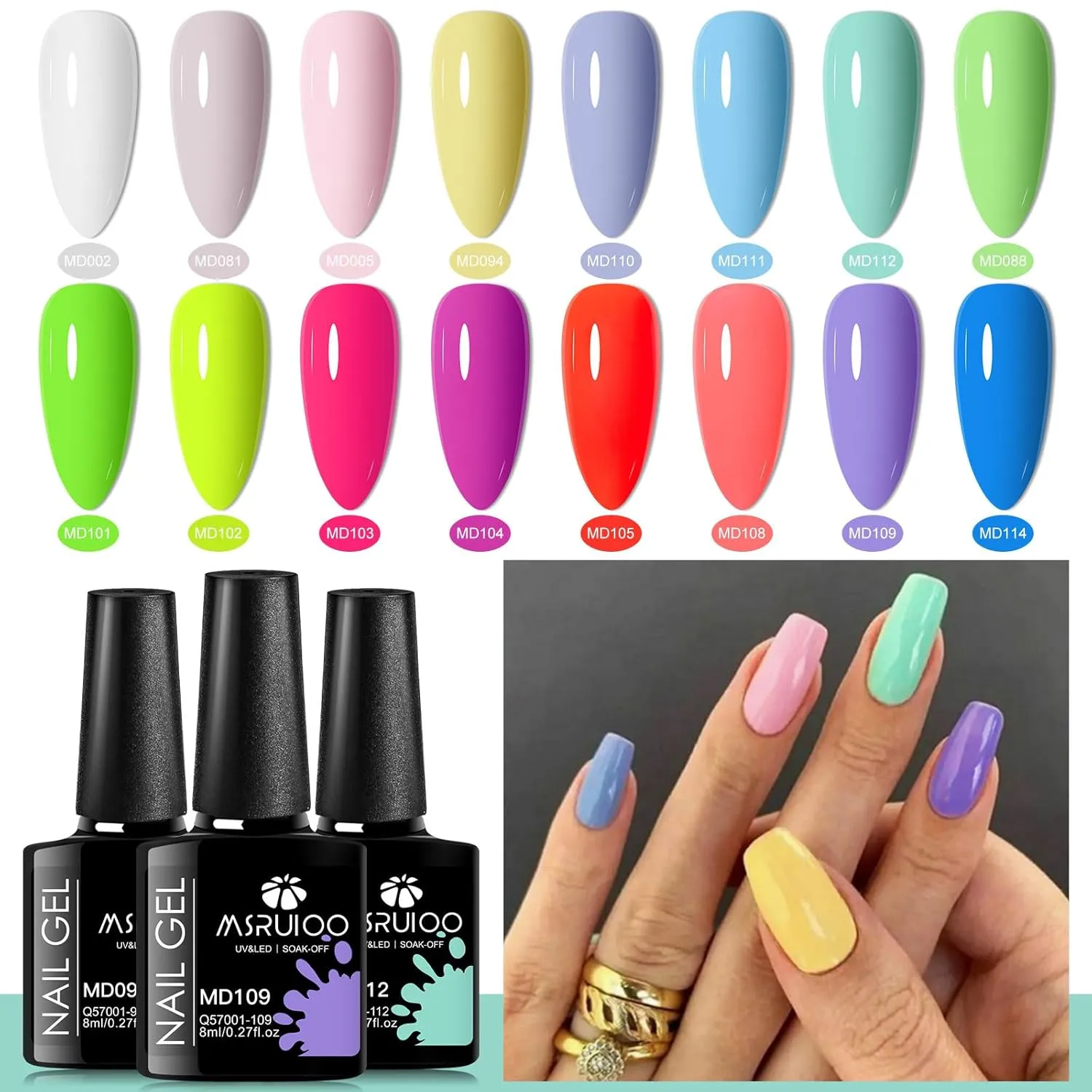 Neon Gel Nail Polish Set 16 Colors Hot Pink Orange Yellow Green Blue Vibrant Nail Polish Kit Pastel Pink Spring Summer Fluorescent Gel Polish Set for Home DIY Manicure Nail Salon