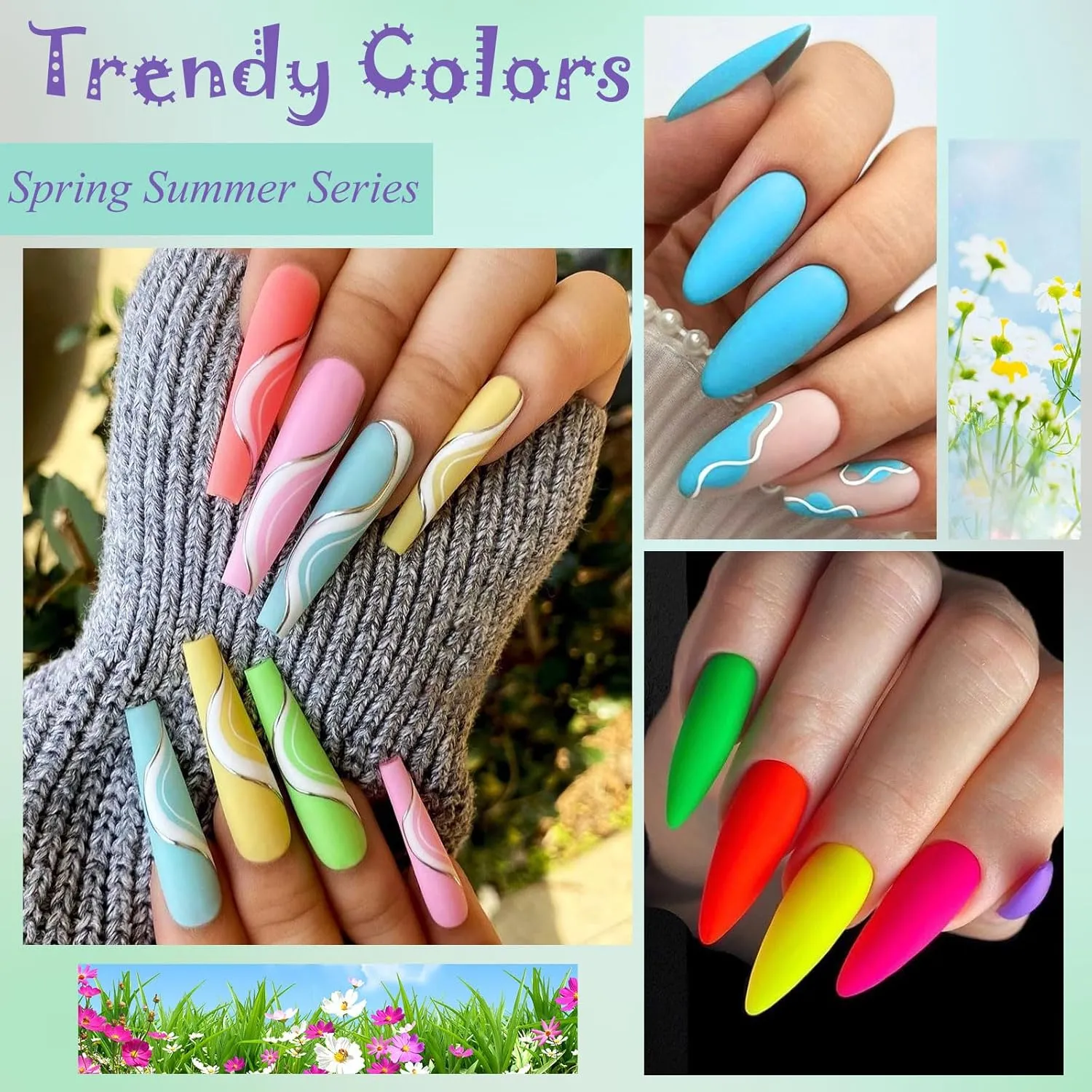 Neon Gel Nail Polish Set 16 Colors Hot Pink Orange Yellow Green Blue Vibrant Nail Polish Kit Pastel Pink Spring Summer Fluorescent Gel Polish Set for Home DIY Manicure Nail Salon
