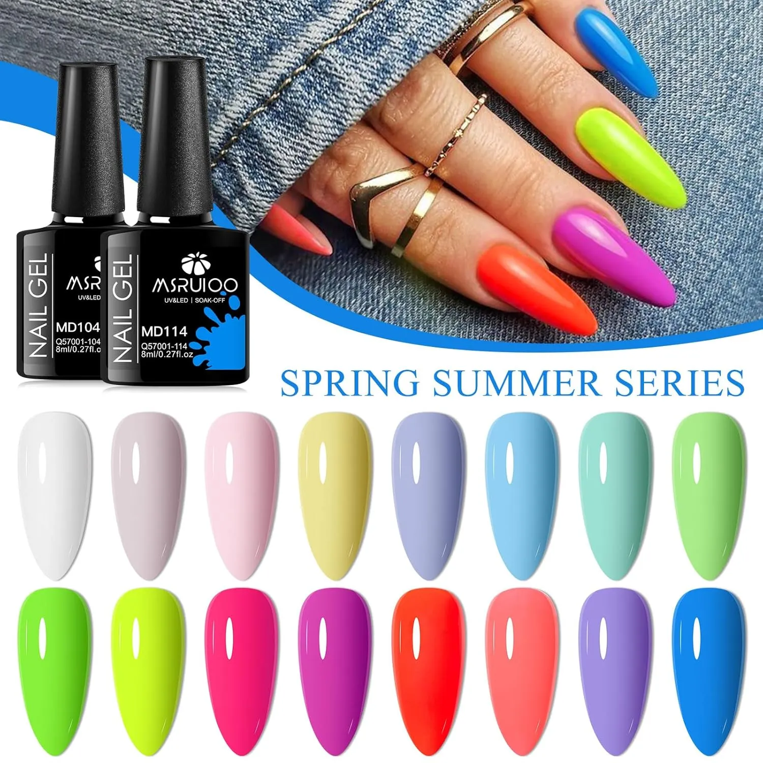 Neon Gel Nail Polish Set 16 Colors Hot Pink Orange Yellow Green Blue Vibrant Nail Polish Kit Pastel Pink Spring Summer Fluorescent Gel Polish Set for Home DIY Manicure Nail Salon